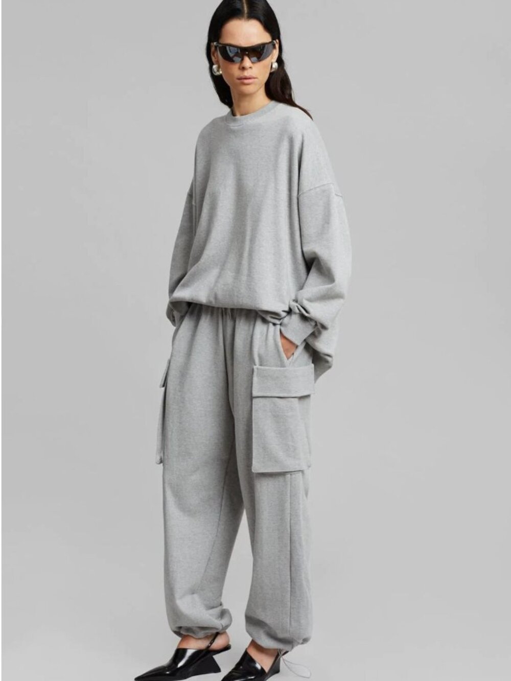 The Frankie Shop Aliz Open Back Sweatshirt in Heather Grey